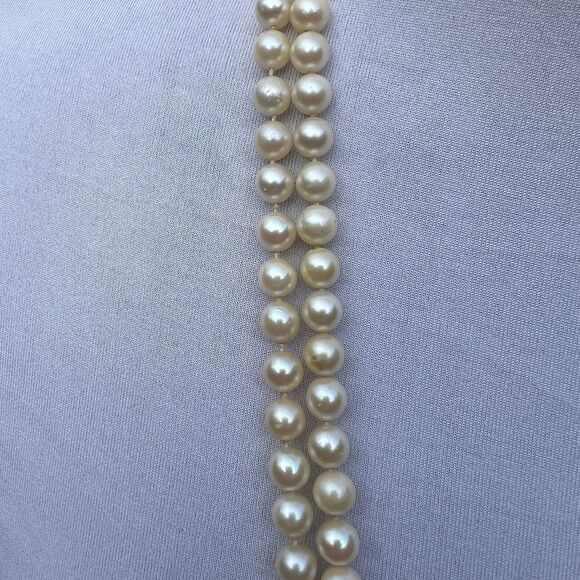 Vintage Pearl double stranded necklace 4mm 8mm - Picture 4 of 9